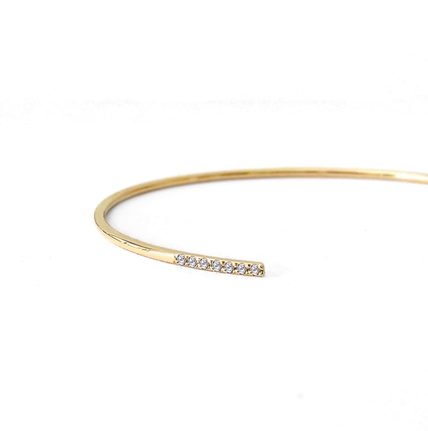 18K 14K 9K Solid gold Thin Diamond Cuff Open Bangle Bracelet