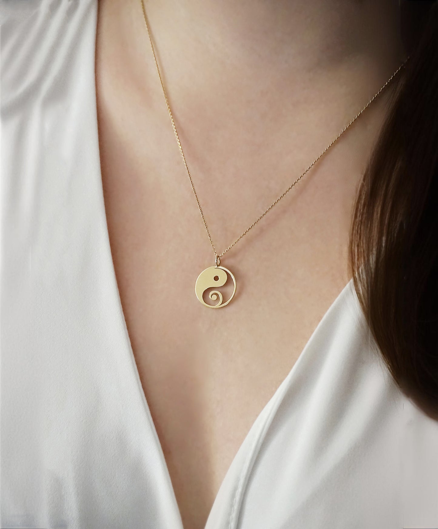 14K 9K Solid Gold Yin Yang Pendant Necklace