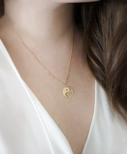 14K 9K Solid Gold Yin Yang Pendant Necklace