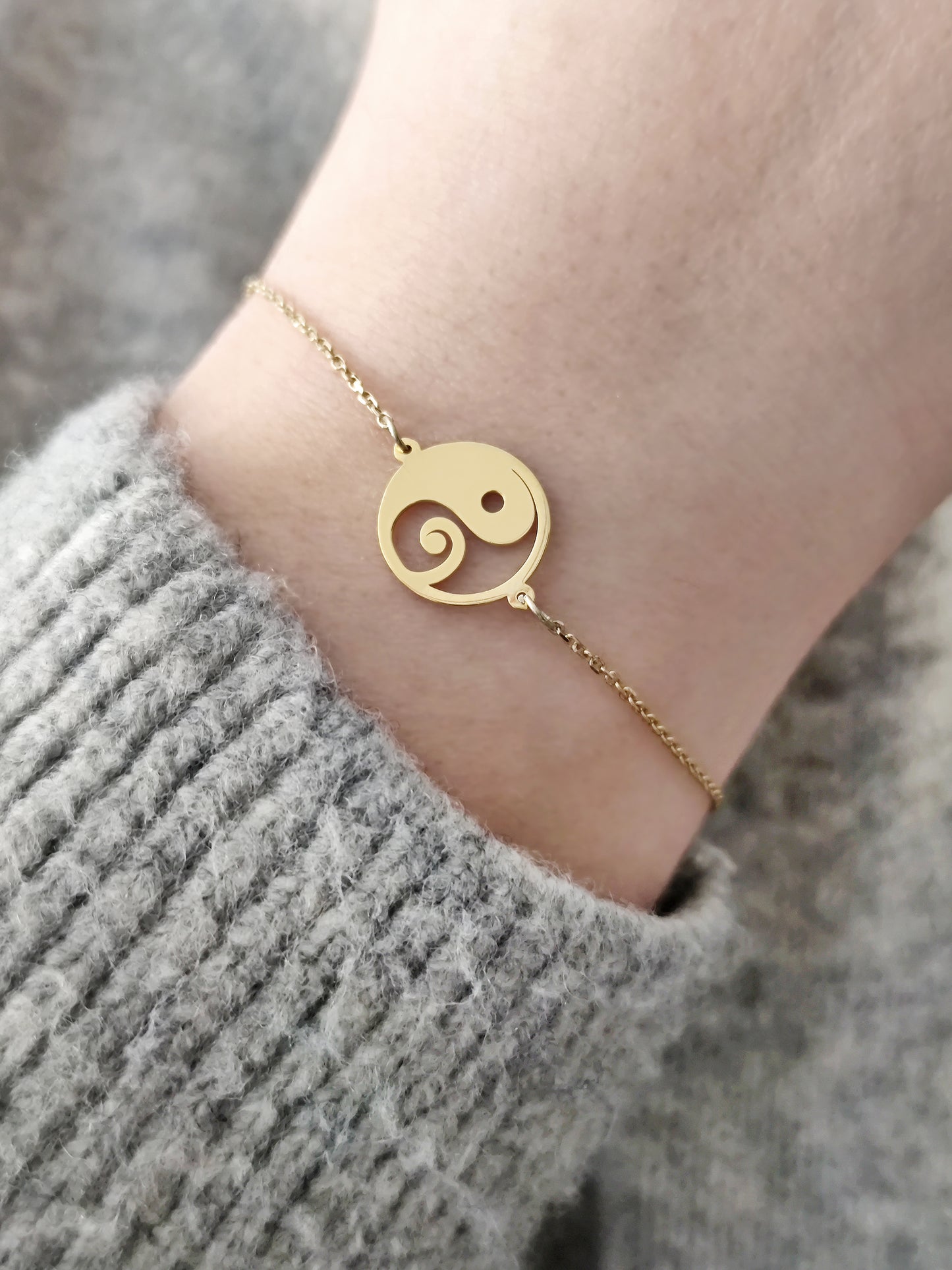 14K 9K Solid Gold Yin Yang bracelet