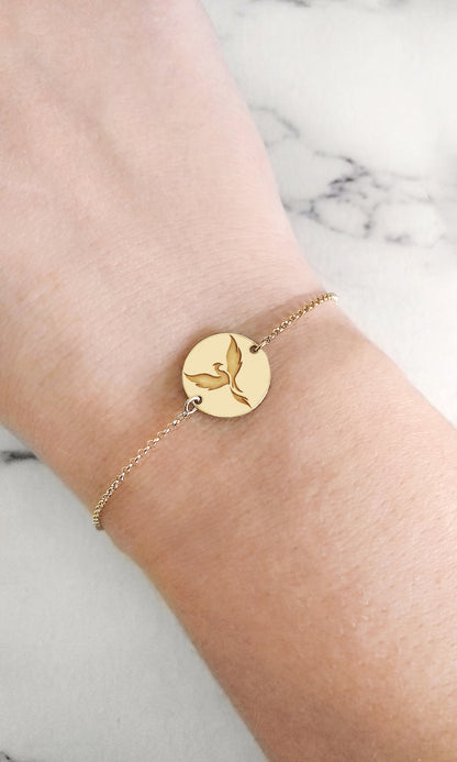 14K 9K Solid Gold Personalized Phoenix Firebird bracelet