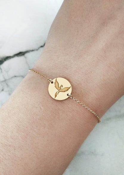 14K 9K Solid Gold Personalized Phoenix Firebird bracelet