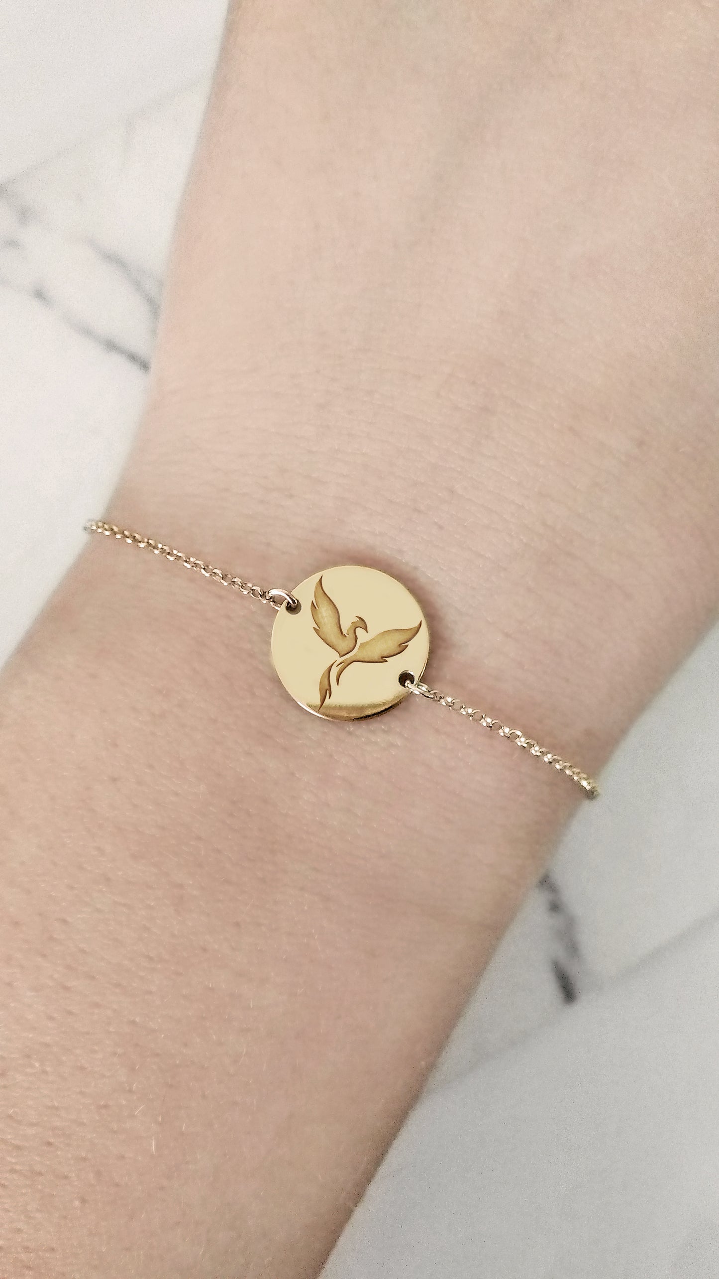 14K 9K Solid Gold Personalized Phoenix Firebird bracelet