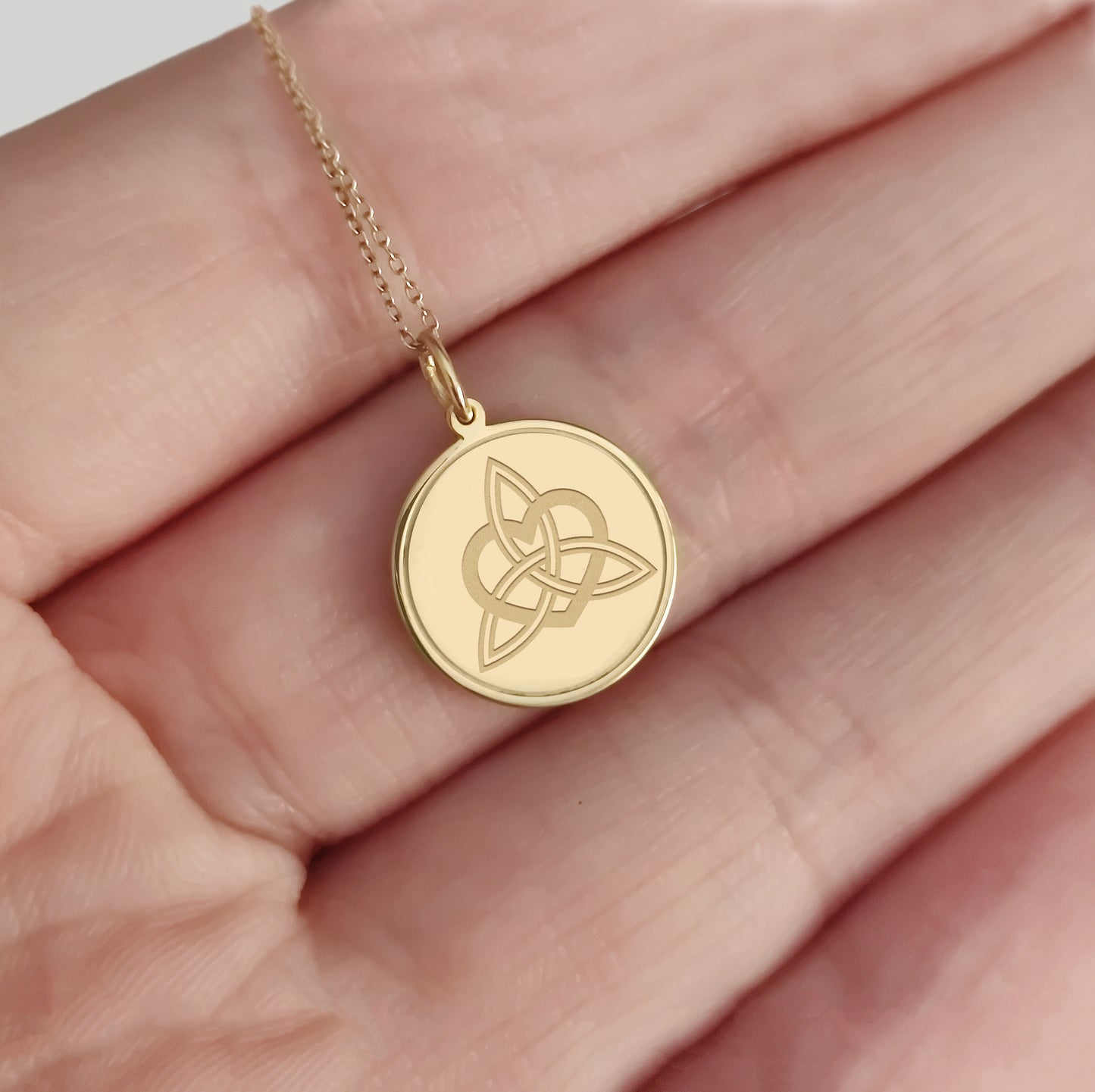 Personalized Trinity Eternal Love Knot Pendant Necklace in Solid Gold