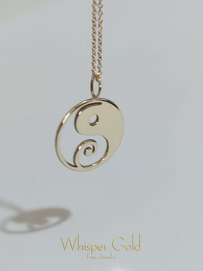 14K 9K Solid Gold Yin Yang Pendant Necklace