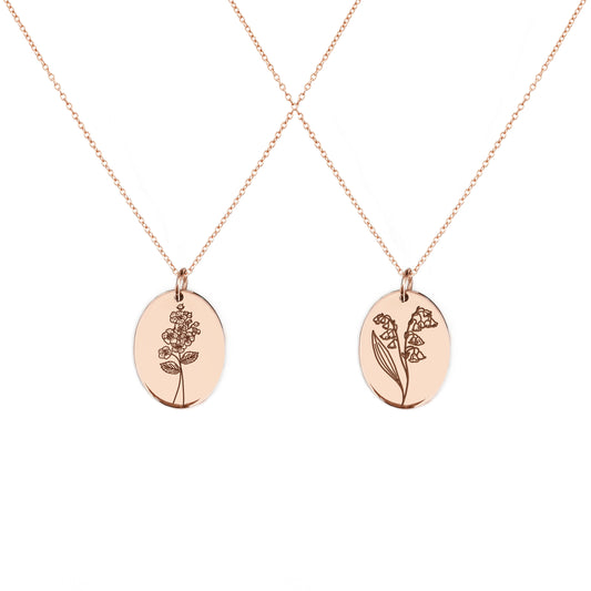 Hawthorn Lily of the Valley May Birth Month Flower Necklace in Solid Gold