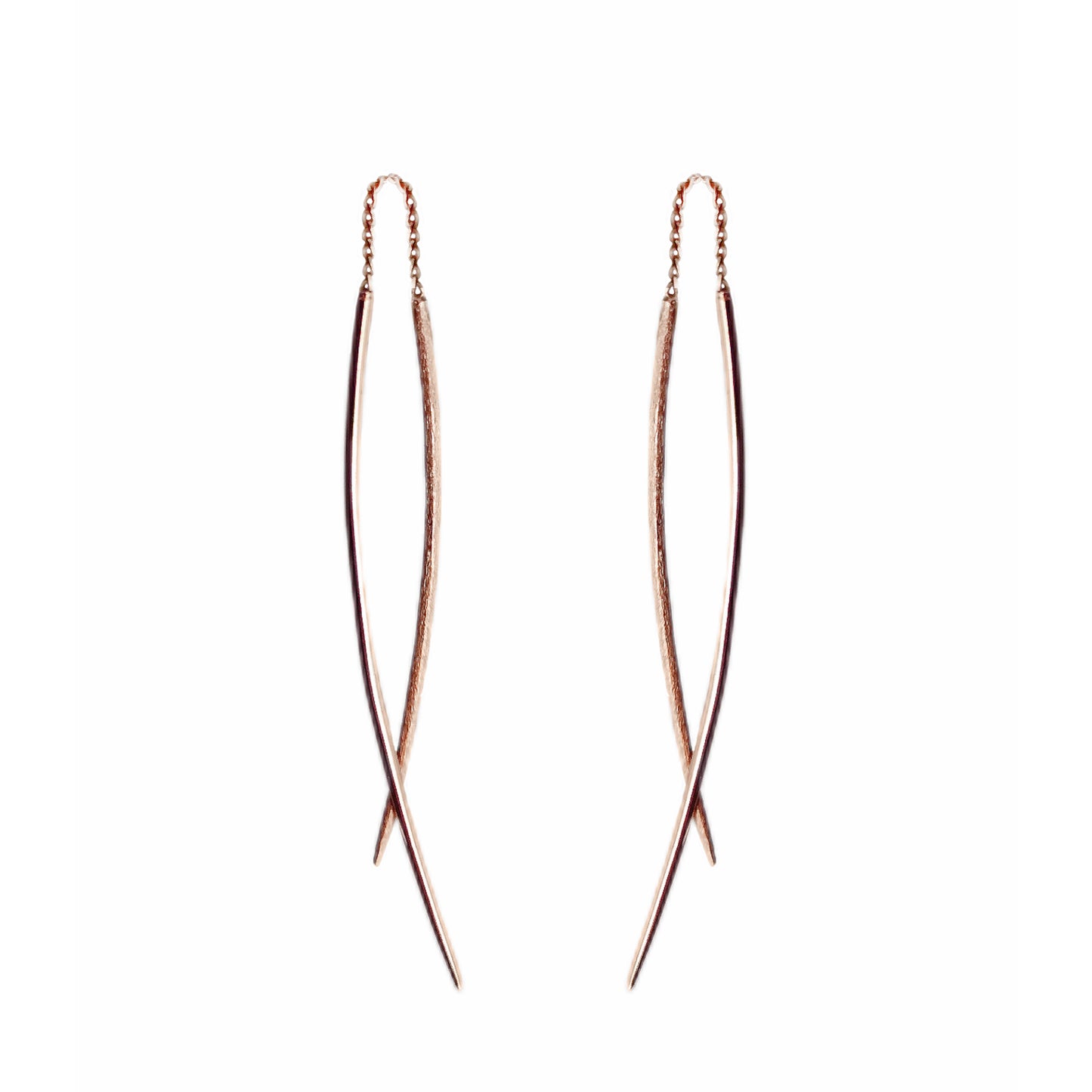 Solid Gold Curved Bar Swing Threader Earrings