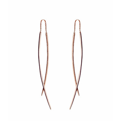 Solid Gold Curved Bar Swing Threader Earrings