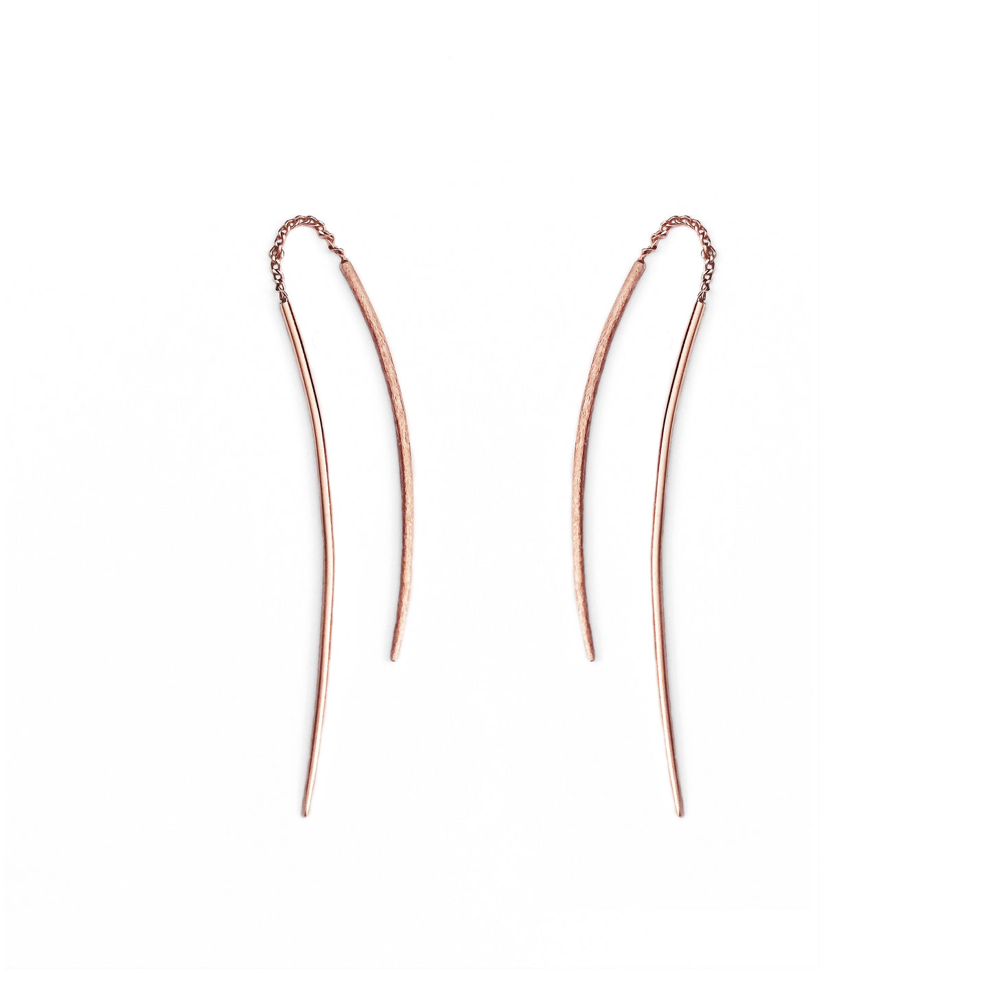 Solid Gold Curved Bar Swing Threader Earrings