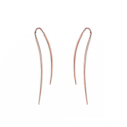 Solid Gold Curved Bar Swing Threader Earrings