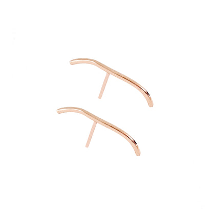 a pair of 25mm solid rose gold earlobe cuff suspender earrings