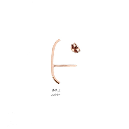 single 22mm solid rose gold earlobe cuff suspender earring