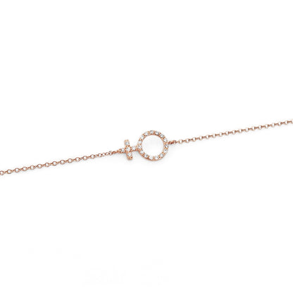 Venus Female Symbol Bracelet with Diamonds in Solid Gold