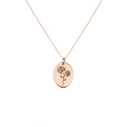 Rose Honeysuckle June Birth Month Flower Pendant Necklace in Solid Gold