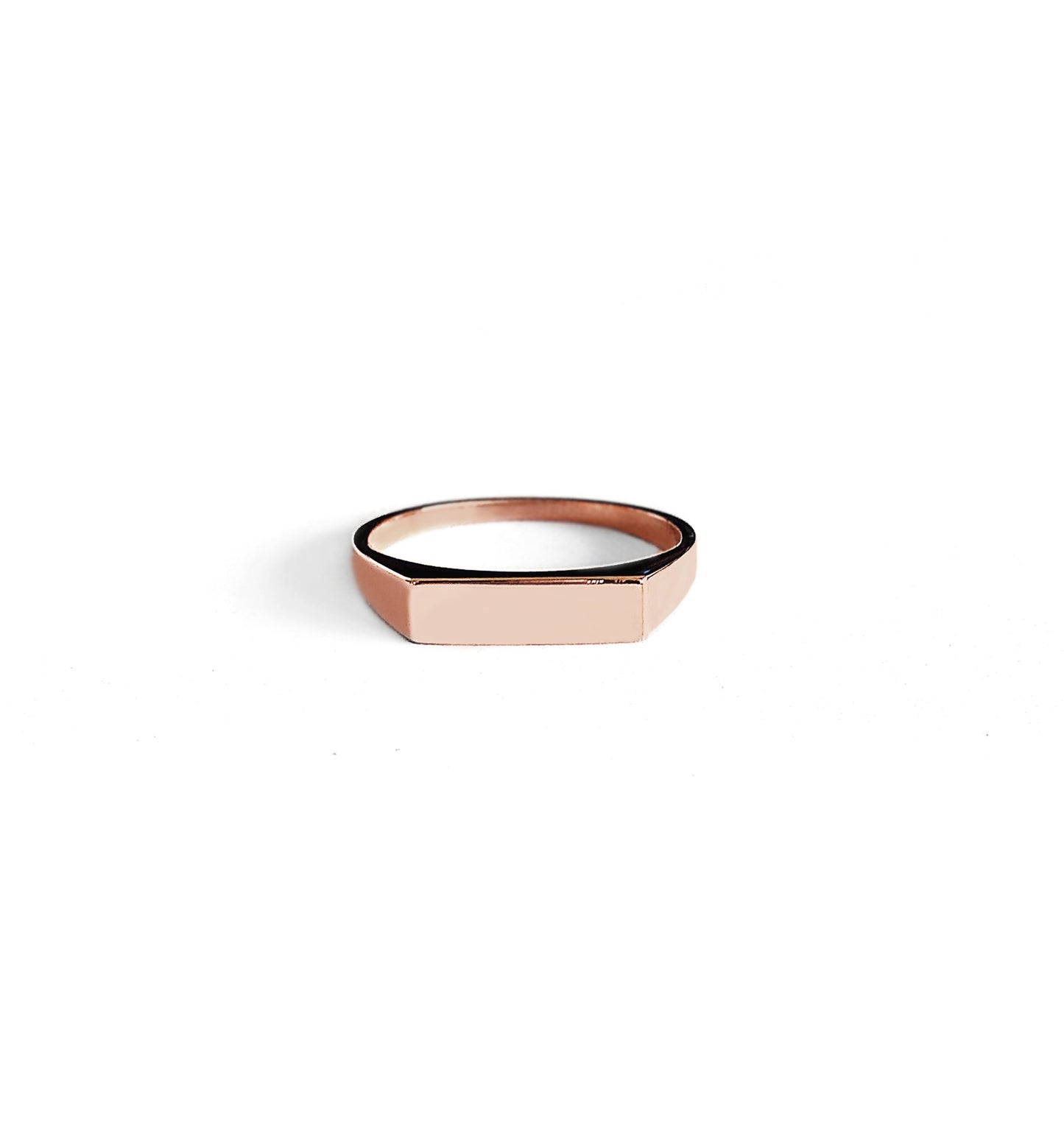 18K 14K 9K Solid Gold Rectangular Bar Signet Pinky ring