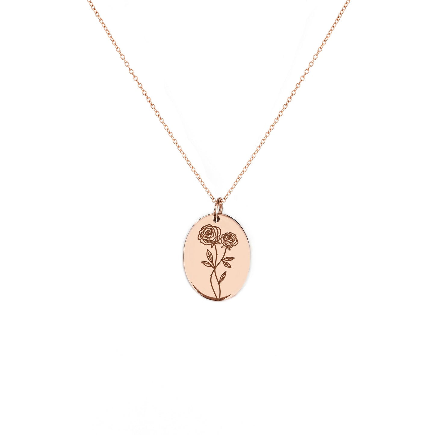 Rose Honeysuckle June Birth Month Flower Pendant Necklace in Solid Gold