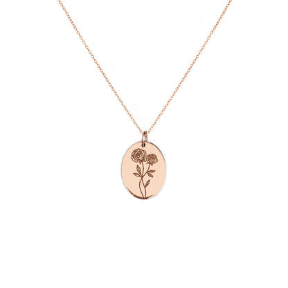 Rose Honeysuckle June Birth Month Flower Pendant Necklace in Solid Gold