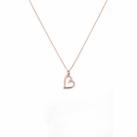 solid rose gold small open hear pendant necklace