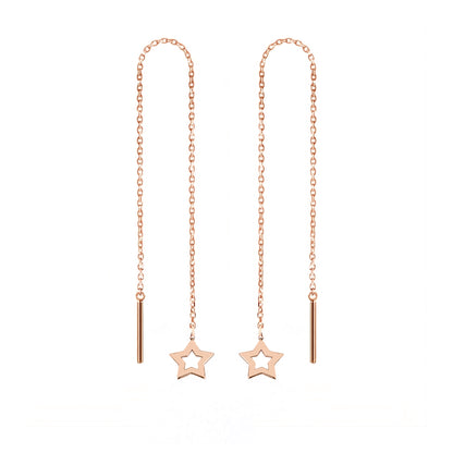 Solid Gold Threader Earrings with a Dainty Star