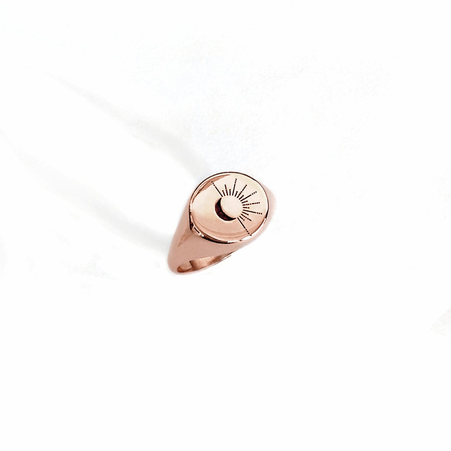 18K 14K 9K Solid Gold Sun and Moon Signet Pinky ring