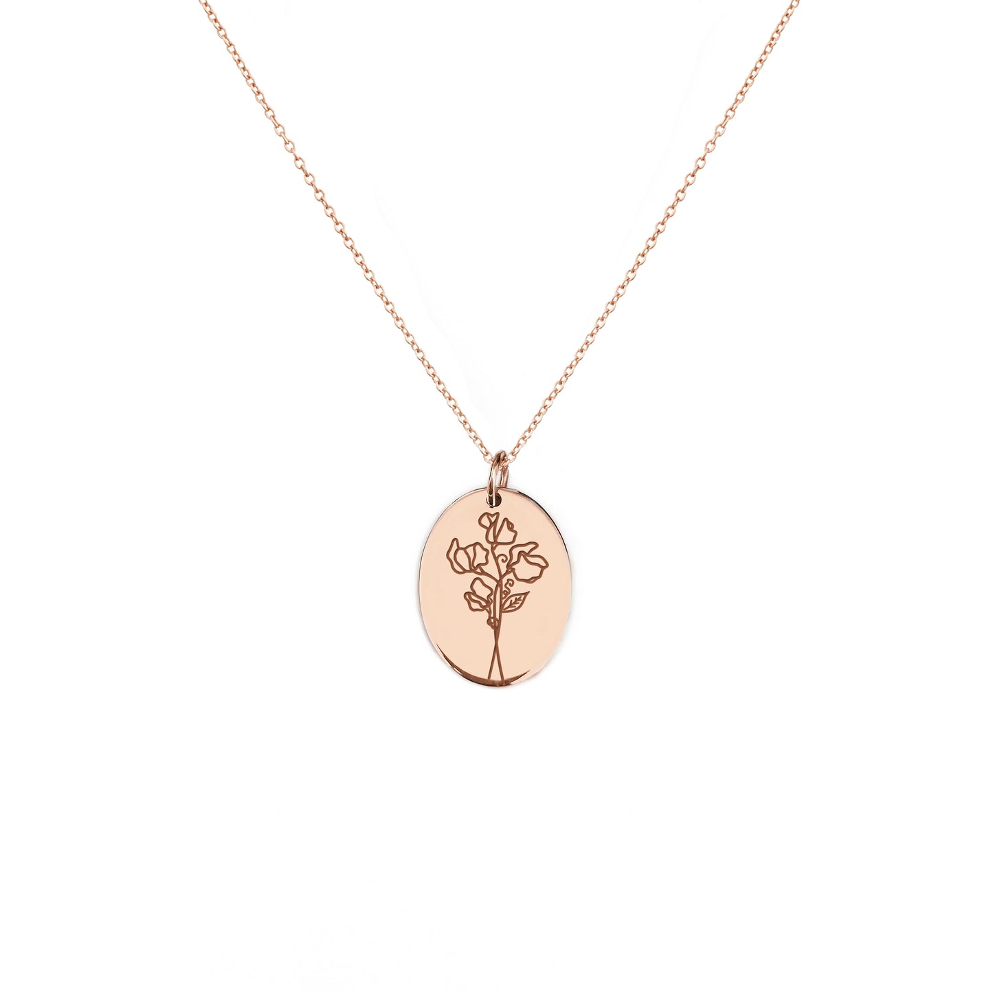 Daisy Sweet Pea April Birth Month Flower Pendant Necklace in Solid Gold