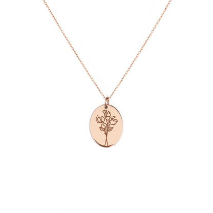 Daisy Sweet Pea April Birth Month Flower Pendant Necklace in Solid Gold