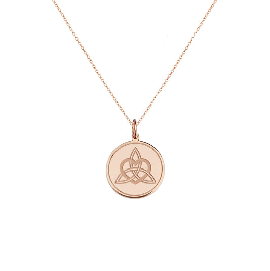 Personalized Trinity Eternal Love Knot Pendant Necklace in Solid Gold
