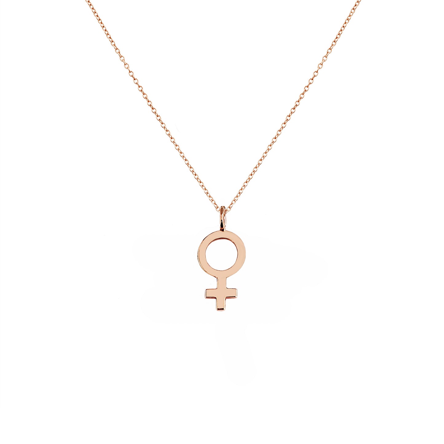 14K 9K Solid Gold Female Symbol Venus Pendant Necklace