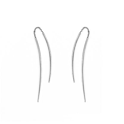 Solid Gold Curved Bar Swing Threader Earrings