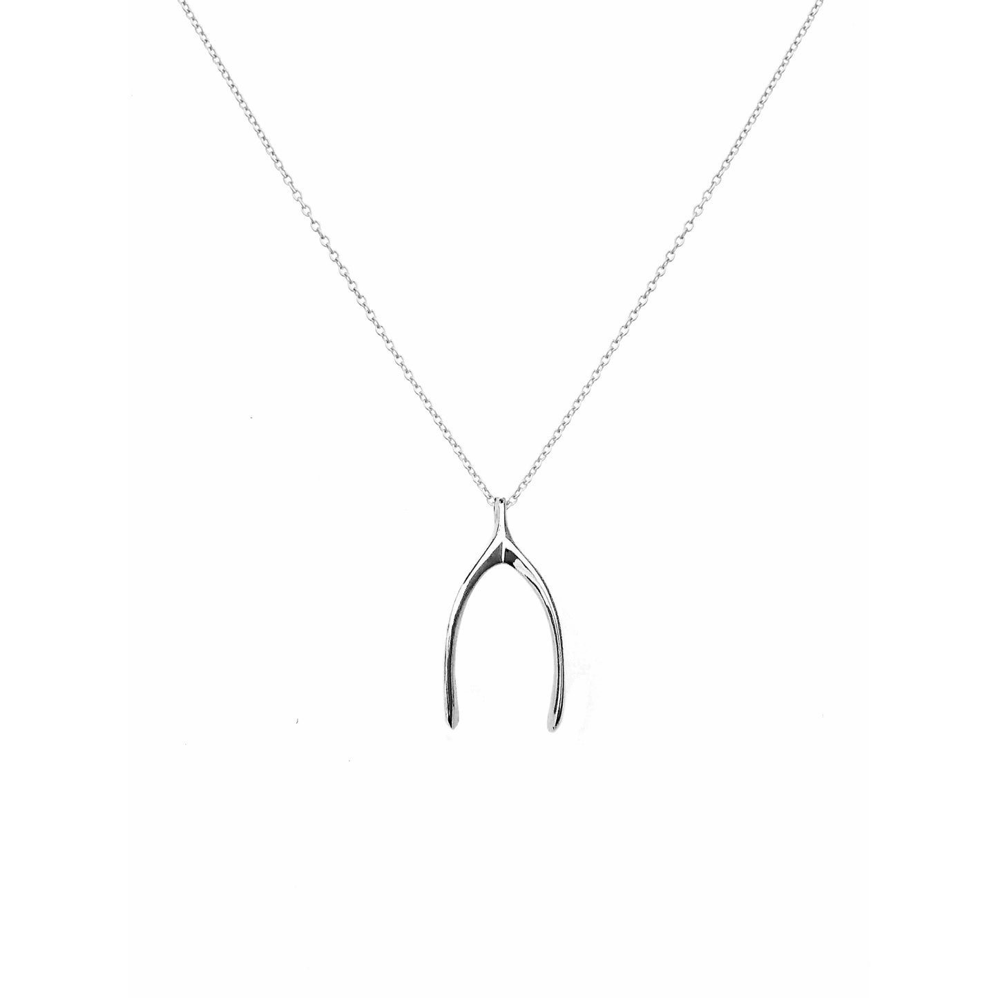 solid white gold wishbone pendant necklace