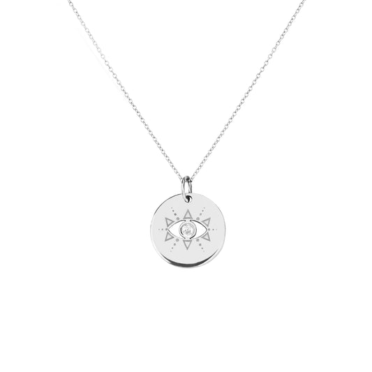 Dainty Evil Eye Diamond Pendant Necklace in Solid Gold