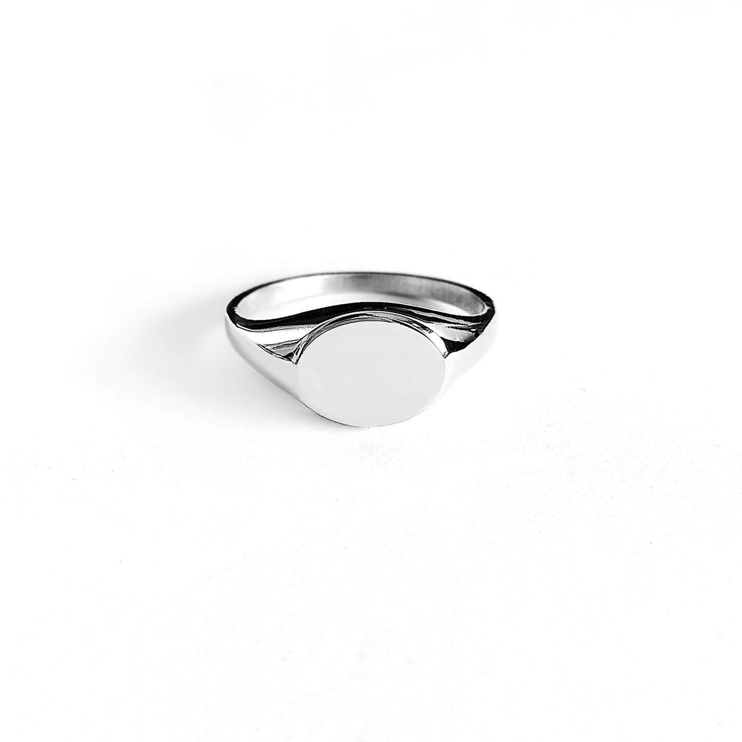 solid white gold dainty oval signet ring