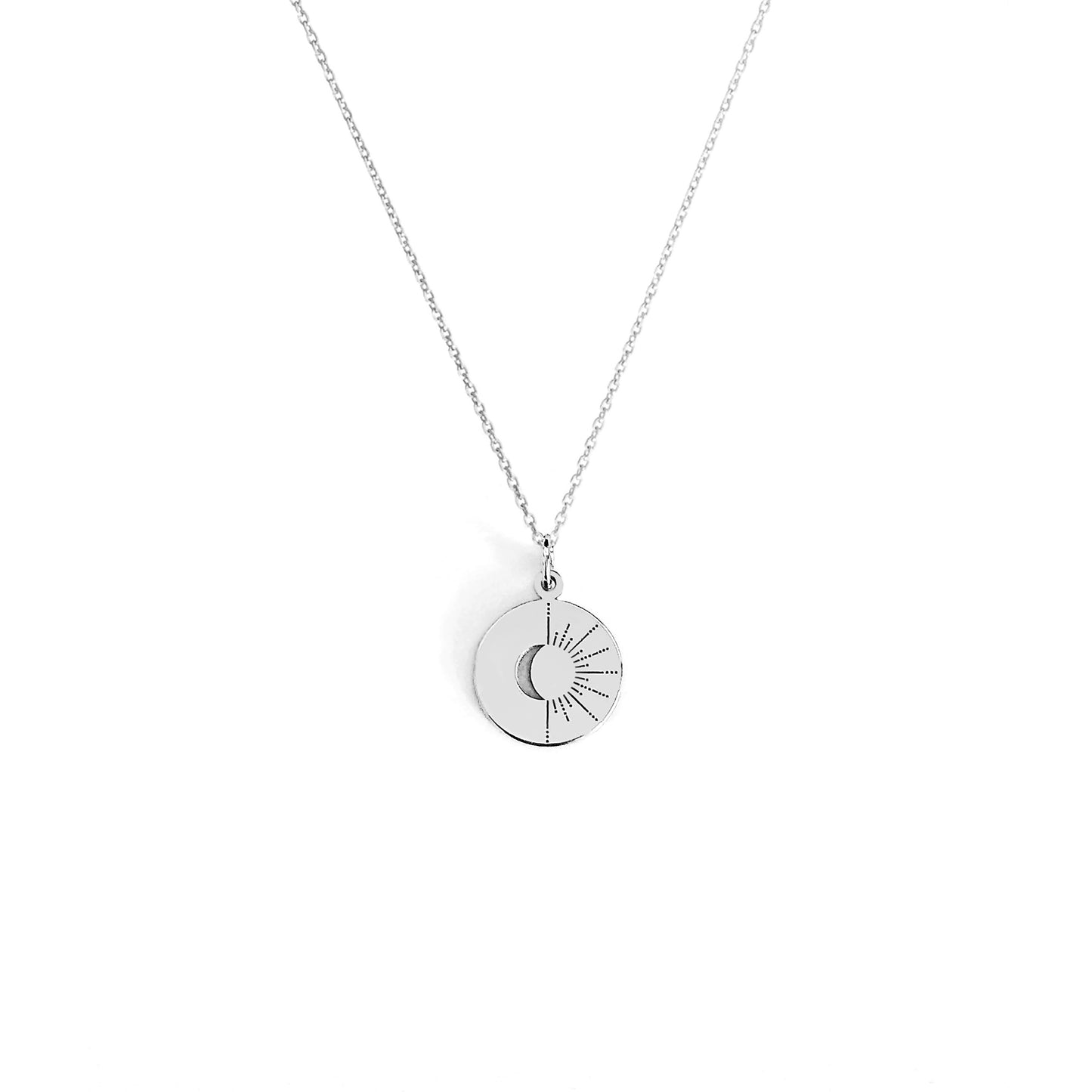 Personalized Sun and Moon Pendant Necklace in Solid Gold