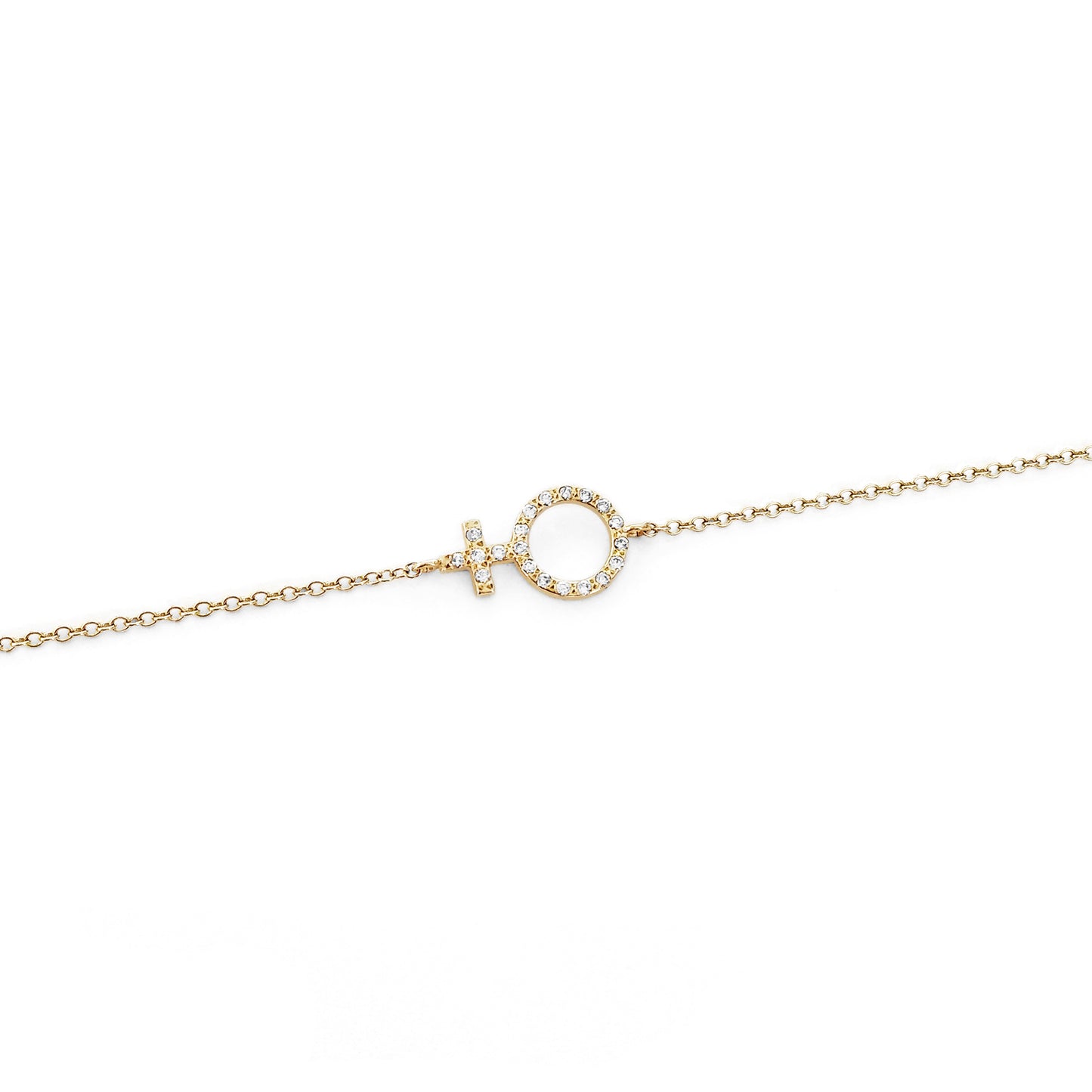 Venus Female Symbol Bracelet with Diamonds in Solid Gold