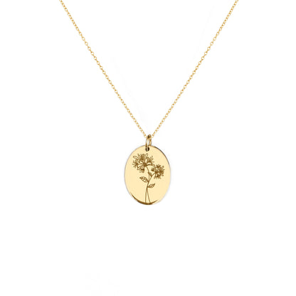 Rose Honeysuckle June Birth Month Flower Pendant Necklace in Solid Gold