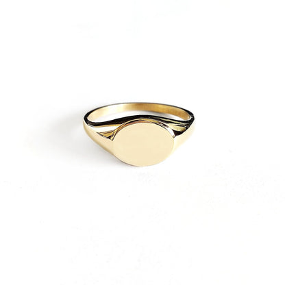 solid yellow gold dainty oval signet ring