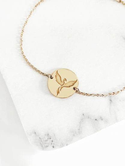 14K 9K Solid Gold Personalized Phoenix Firebird bracelet