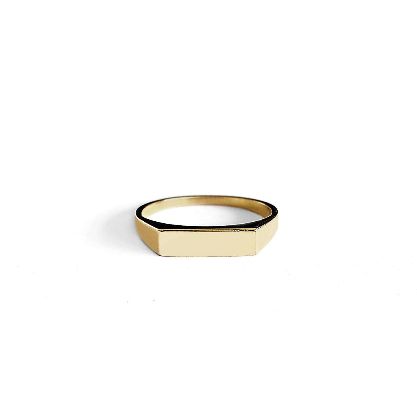 18K 14K 9K Solid Gold Rectangular Bar Signet Pinky ring