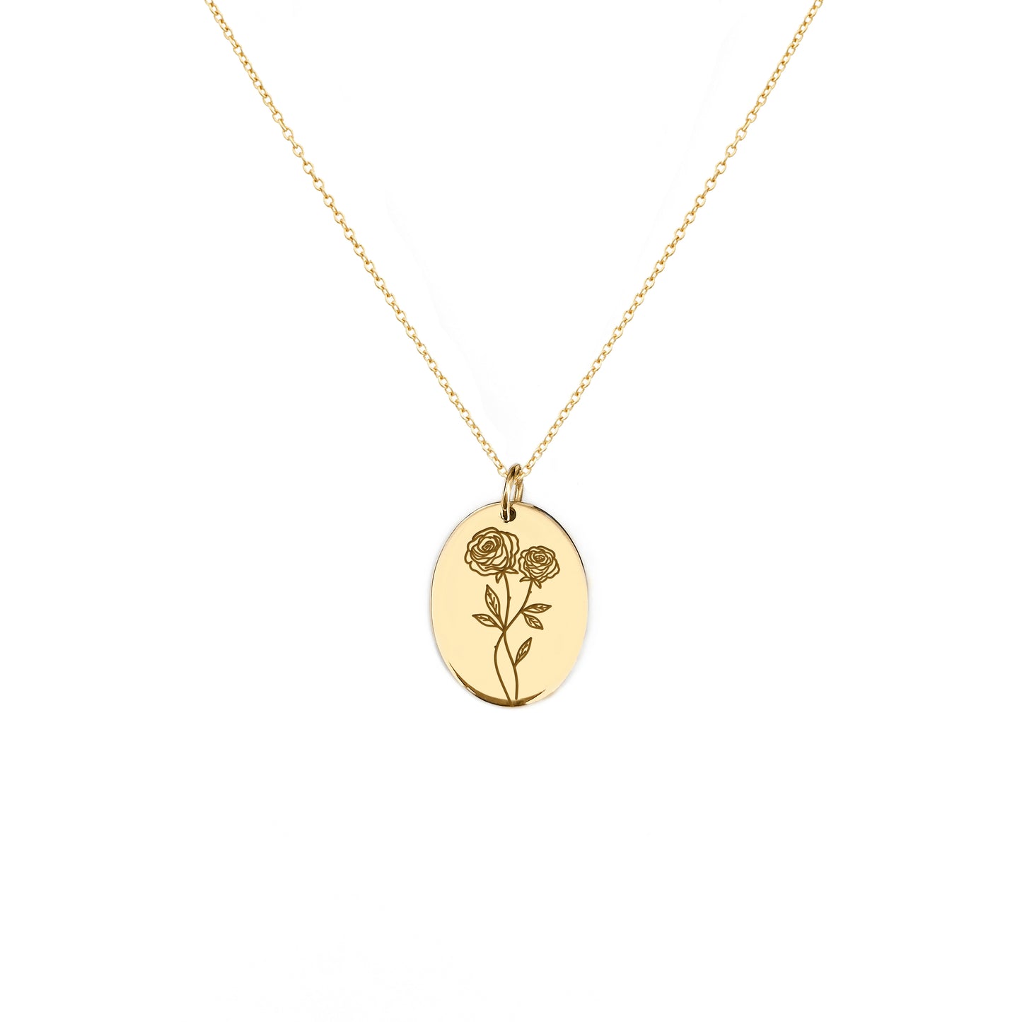 Rose Honeysuckle June Birth Month Flower Pendant Necklace in Solid Gold