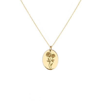 Rose Honeysuckle June Birth Month Flower Pendant Necklace in Solid Gold