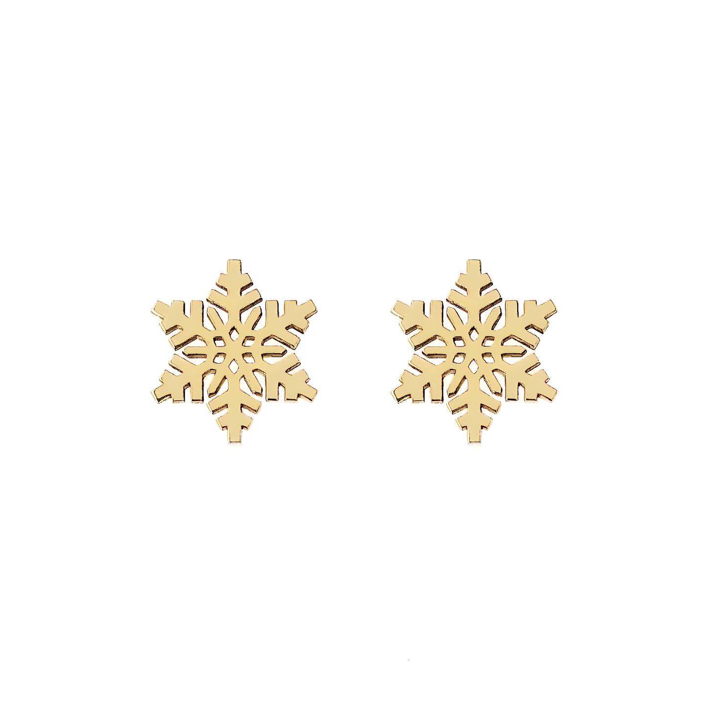 14K 9K Solid Gold Sowflake Stud Earrings