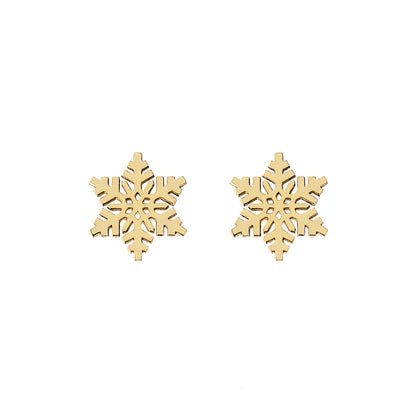 14K 9K Solid Gold Sowflake Stud Earrings
