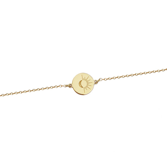 Sun and Moon charm bracelet in solid gold