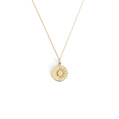Personalized Sun and Moon Pendant Necklace in Solid Gold