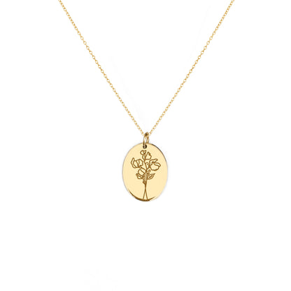 Daisy Sweet Pea April Birth Month Flower Pendant Necklace in Solid Gold