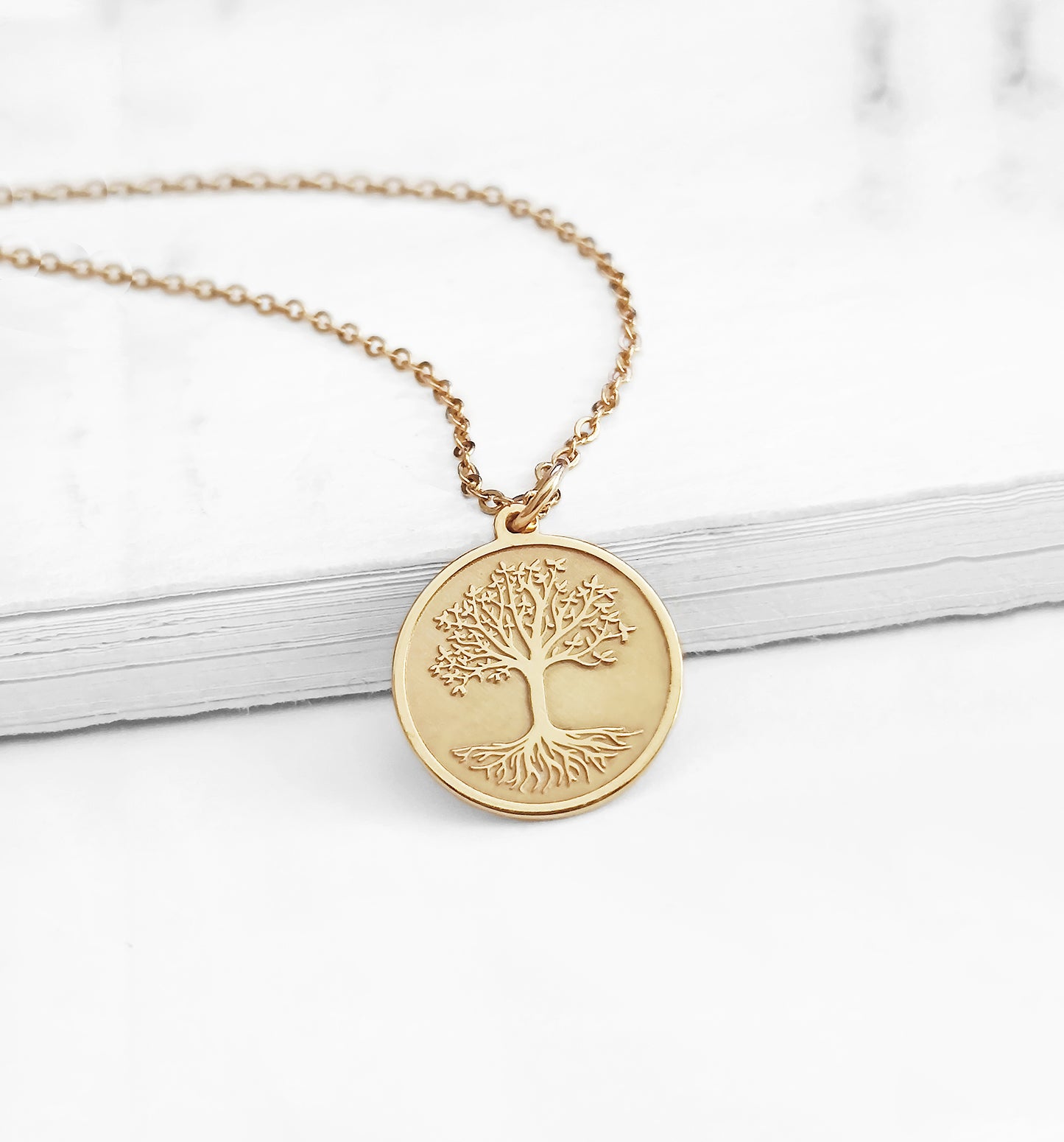 14K 9K Solid Gold Personalized Tree of Life Yggdrasil Pendant Necklace