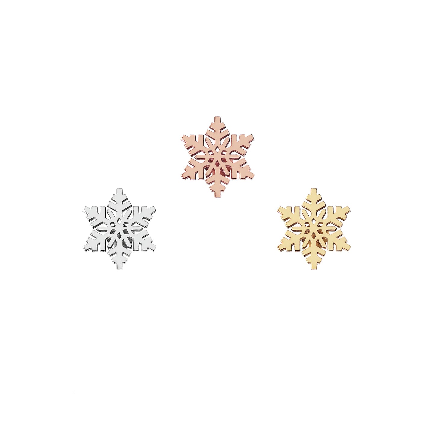 14K 9K Solid Gold Sowflake Stud Earrings