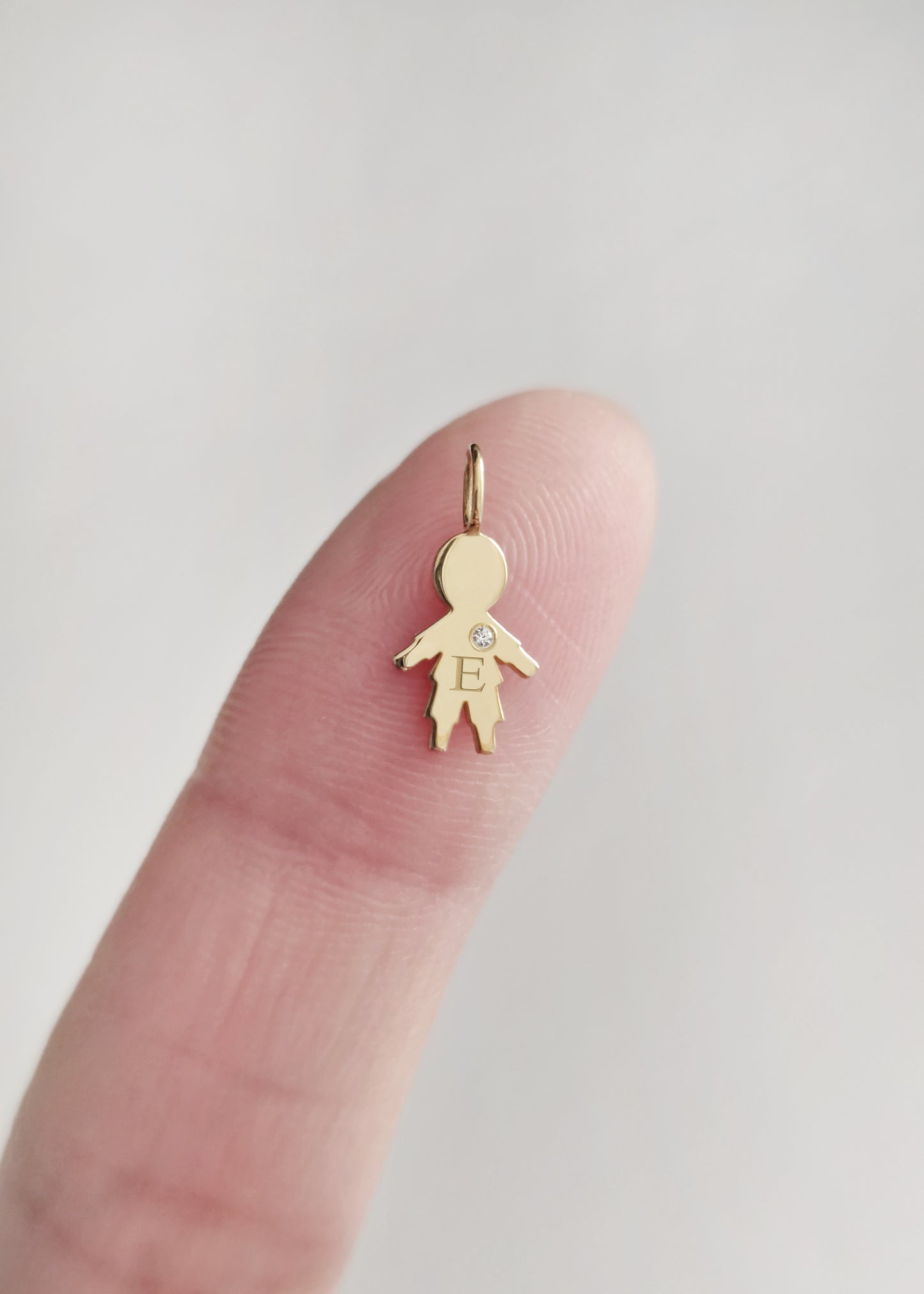 14K 9K Solid Gold Personalized Tiny Boy Kid Diamond Pendant Charm Necklace