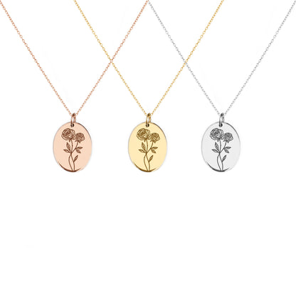 Rose Honeysuckle June Birth Month Flower Pendant Necklace in Solid Gold