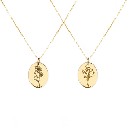 Daisy Sweet Pea April Birth Month Flower Pendant Necklace in Solid Gold